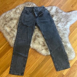 Mid Rise Straight Leg Jeans Acid Black